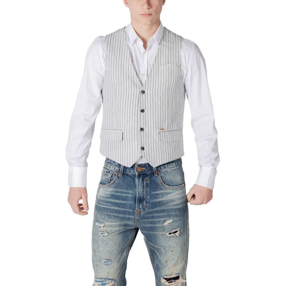 Gianni Lupo Black Linen Men's Waistcoat